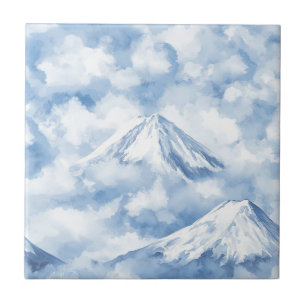 Carreau Pics embrumés – Paysage de montagne à l'aquarelle