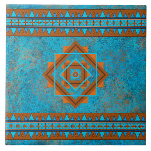 Carreau Pics géométriques turquoise de montagnes du Sud-Ou