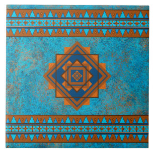 Carreau Pics Turquoise Géométrique des Montagnes du Sud-Ou