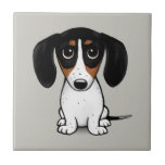 Carreau Piebald Dachshund| Carrelage en céramique de chien<br><div class="desc">Piebald Dachshund,  noir,  tan et blanc. Visitez le Doodle World de Jenn pour encore plus d'accessoires pour la maison et le bureau avec ce chien mignon et des dessins de chiens plus originaux.</div>