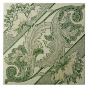 Carreau Pièce d'antiquité de Green Ivy Art Nouveau Peony
