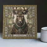 Carreau Pièce d'arrière-plan de cerfs tribus personnalisée<br><div class="desc">Entrez dans les royaumes mystiques de la nature et de l'âme avec notre Carrelage en céramique de cerf Tribal Personnalisé. Inspiré par l'harmonie de l'esthétique joyeuse et du punk de tapis, ce carrelage en céramique présente un soin visuel unique qui relie l'ordinaire et le divin. Un cerf enchanteur, orné de...</div>