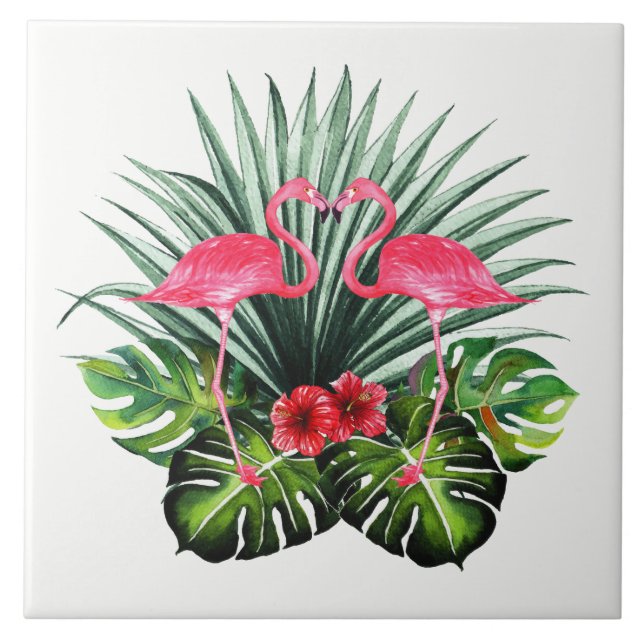 Carreau Pièce photo décorative en céramique Flamingo tirée (Devant)