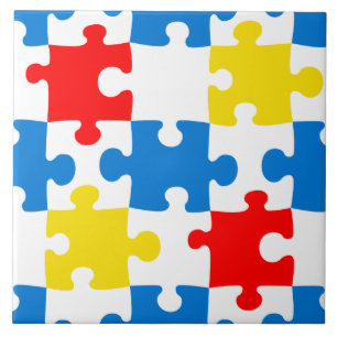 Carreau Pièces de puzzle colorées brillantes Motif