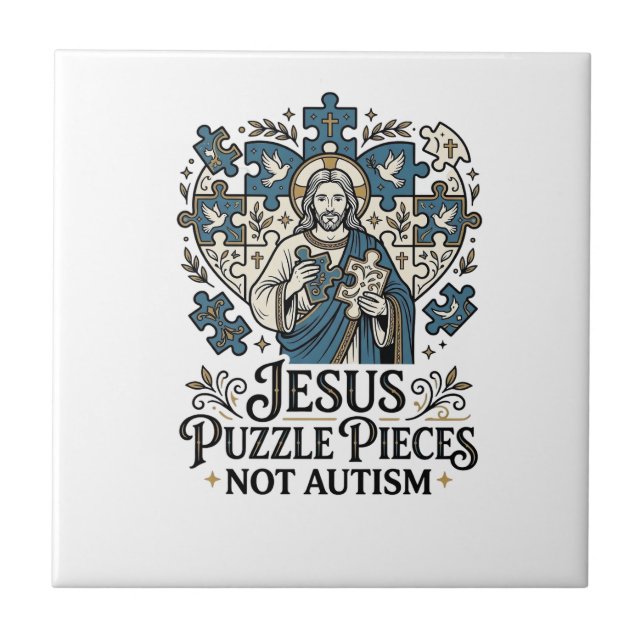 Carreau Pièces de puzzle Jésus pas autisme Pièces de puzzl (Devant)