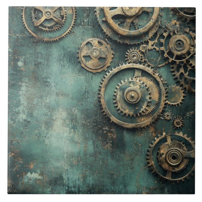 Carreau Pièces et mécanismes d'horlogerie Steampunk vintag (Devant)