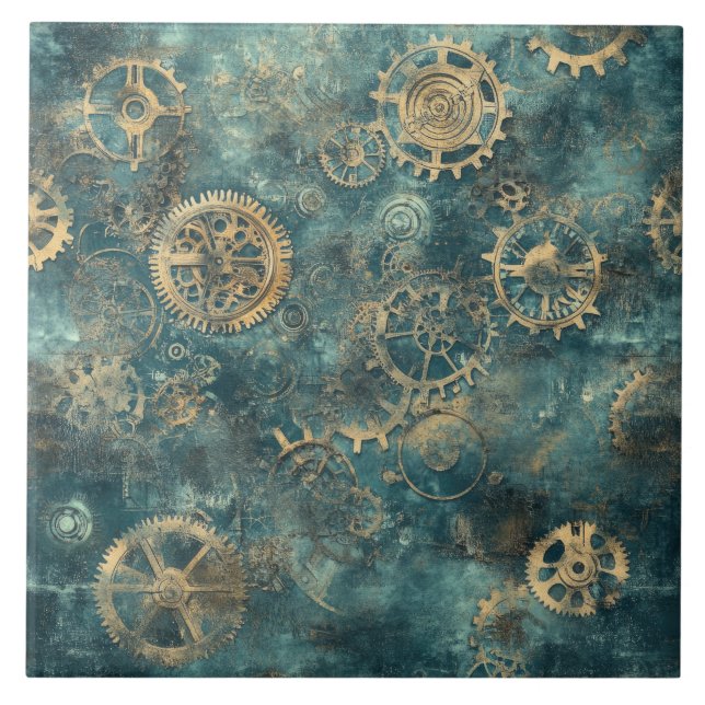 Carreau Pièces et mécanismes d'horlogerie Steampunk vintag (Devant)