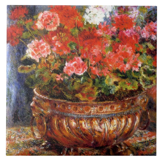 Carreau Pierre-Auguste Renoir Geraniums dans un bassin en  (Devant)