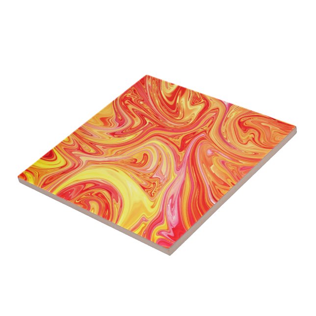 Carreau Pierre de marbre jaune orange - Art Texture Abstra (Côté)