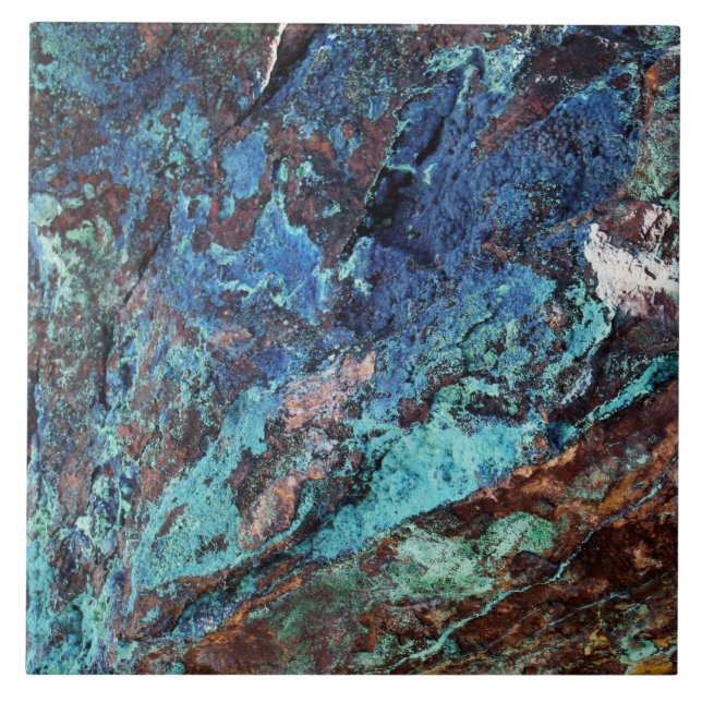 Carreau Pierre minérale de malachite bleu-vert moderne (Devant)