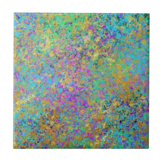 Carreau Pierre précieuse d'opale de feu couleur iridescent (Devant)