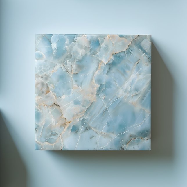 Carreau Pierre précieuse luxueuse bleu clair esthétique mo (Luxurious Gemstone Light Blue Modern Aesthetic Ceramic Tile)