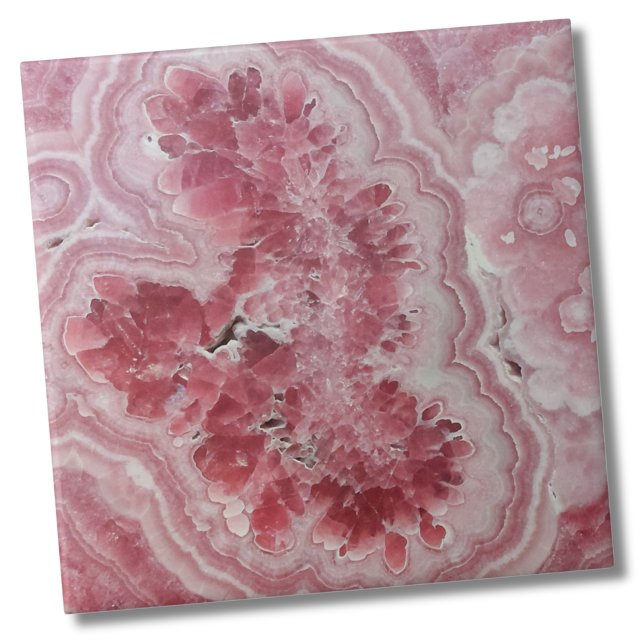 Carreau Pierre rose en marbre moderne (Trendy Stylish Modern Geode Stone Pink Ceramic Tile)