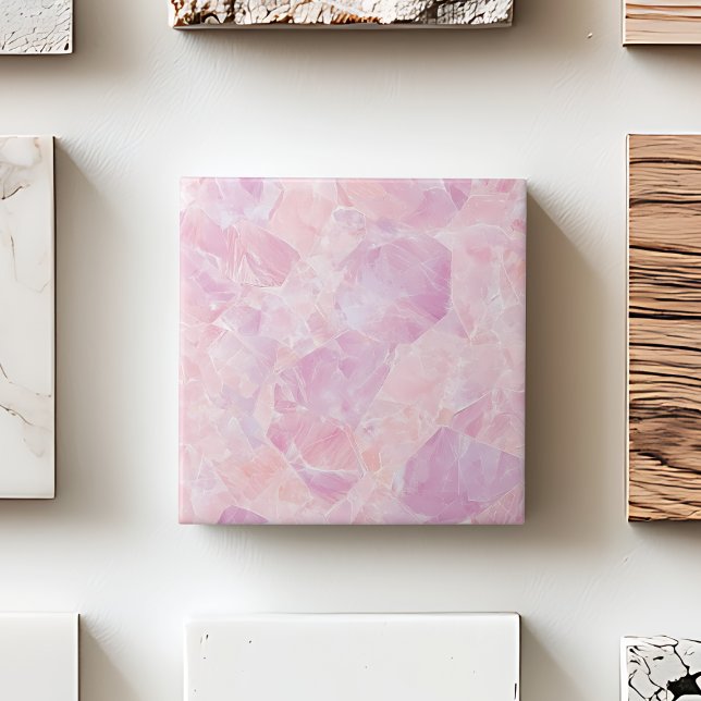 Carreau Pierre rose Luxueuse Gemstone Moderne esthétique G (Pink Luxurious Gemstone Modern Aesthetic Glam Chic Ceramic Tile)