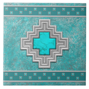Carreau Pierre Turquoise du Sud-Ouest Motif Géométrique