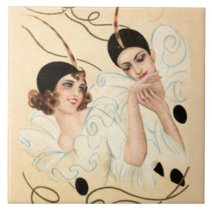 Carreau Pierrot et Pierrette Baiser de la Main par Sophia