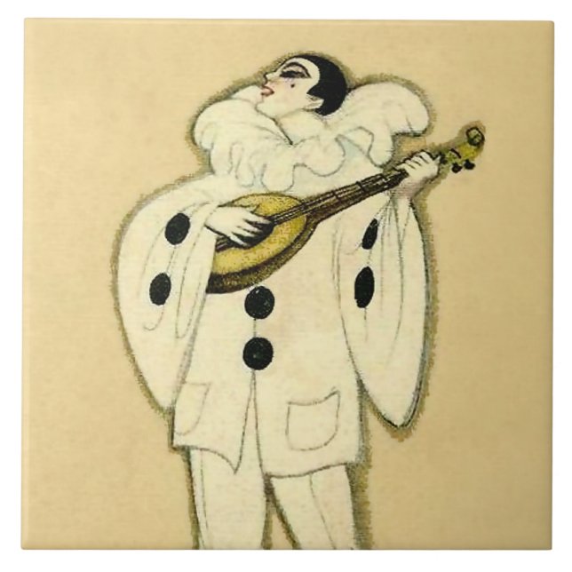 Carreau Pierrot Sérénade un Croissant de Lune par Sophia C (Devant)