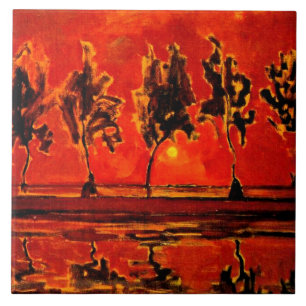 Carreau Piet Mondrian art, Les arbres de la Géine à Lune