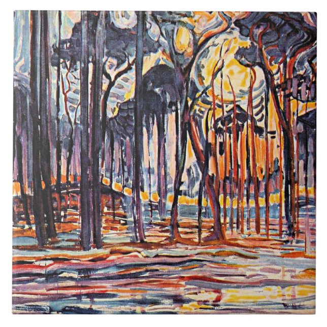 Carreau Piet Mondrian, Bois près d'Oele, (Devant)