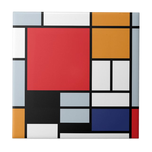 Carreau Piet Mondrian - Composition avec un grand plan rou (Devant)