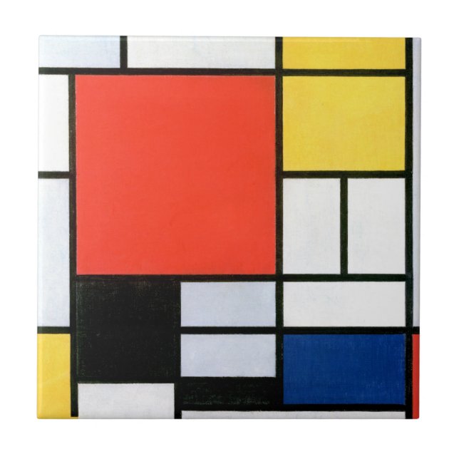 Carreau Piet Mondrie Composition Rouge Jaune Bleu Noir (Devant)