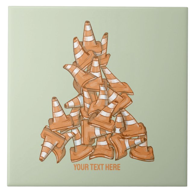 Carreau Pile de cônes de route orange (Devant)