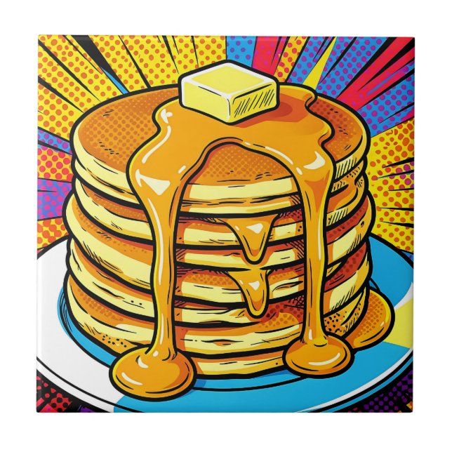 Carreau Pile de crêpes au sirop Pop Art (Devant)