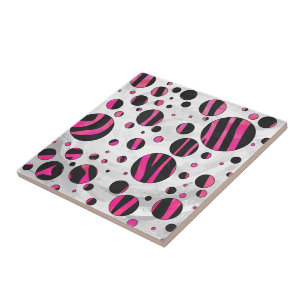 Carreau Piloka Dot Zebra noir et rose chaud