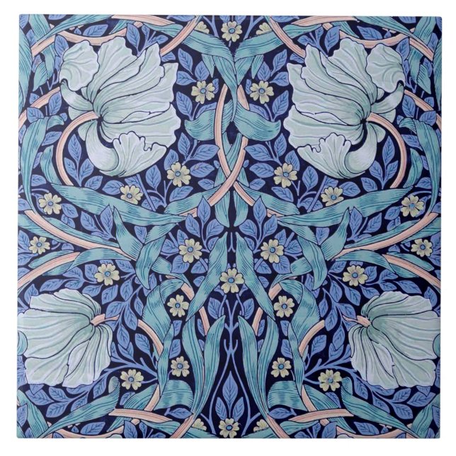 Carreau Pimpernel Blue, William Morris (Devant)