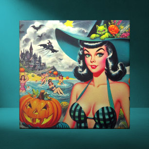 Carreau Pin-up Halloween vintage