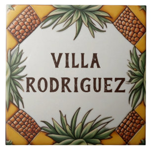 Carreau Pineappa Desert Plant Nom de la maison Plaque Plaq