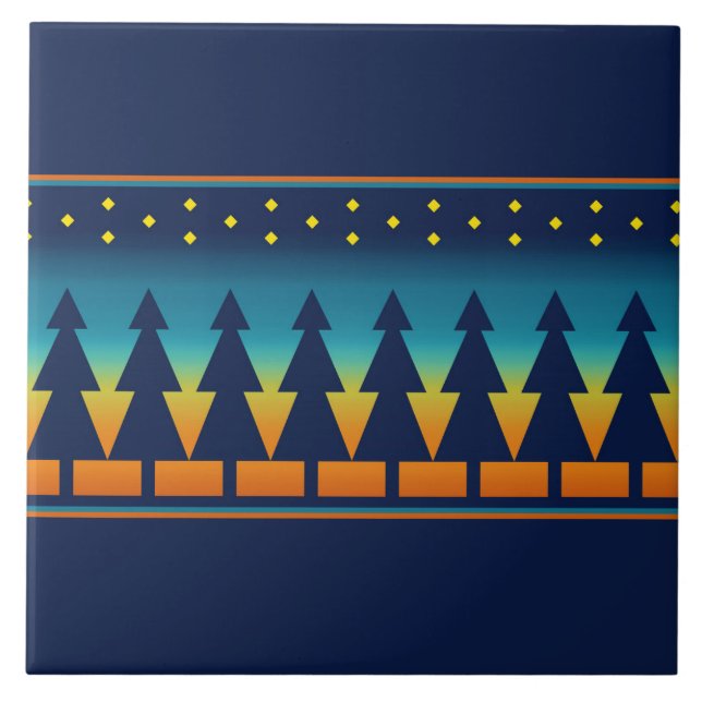 Carreau Pines Sunset du Sud-Ouest bleu (Devant)