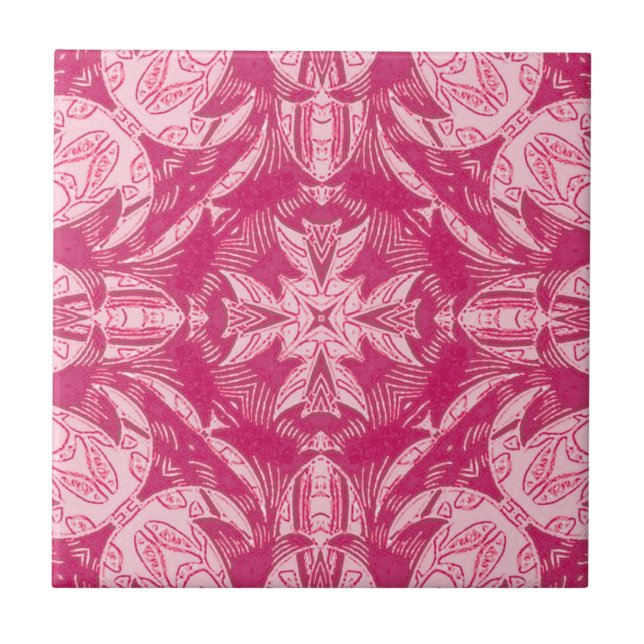 Carreau Pink Abstrait doux Motif Mandala (Devant)