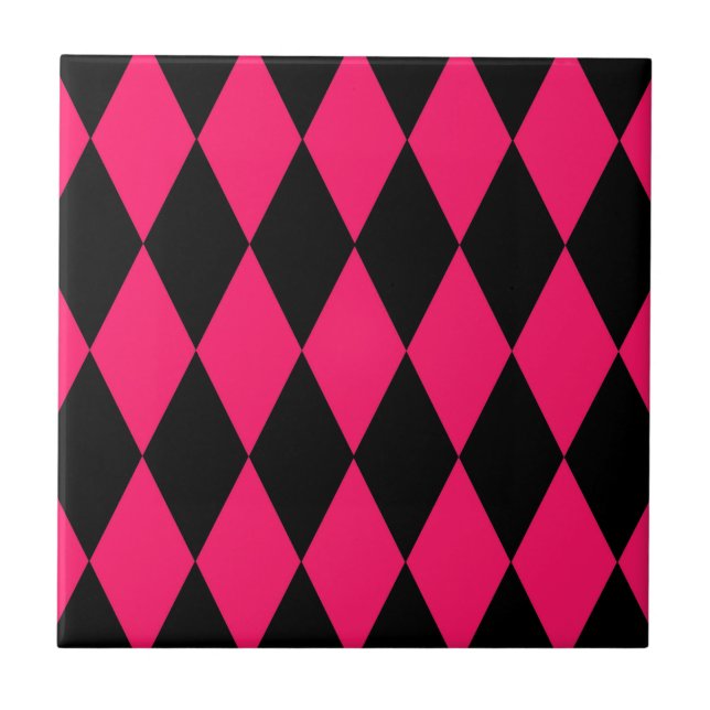Carreau Pink Black Harlequin Diamonds Checkers Design  (Devant)