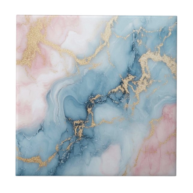 Carreau Pink, Blue, and Gold Swirls (Devant)