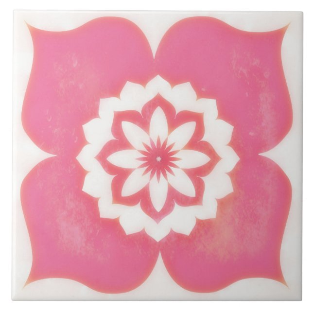 Carreau Pink Flower Symbol Decorative Tile Square (Devant)