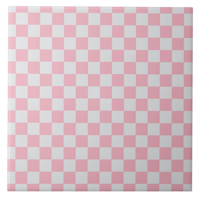 Carreau Pink + Grey Check À damiers Checkerboard Motif (Devant)