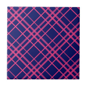 Carreau Pink On Blue Tartan Plaid Design Motif