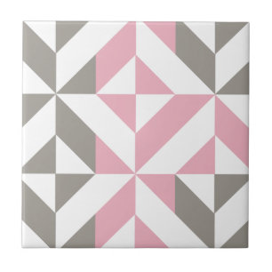 Carreau Pink Raspberry and Silver Geometric ZigZag