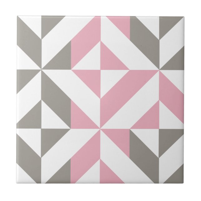 Carreau Pink Raspberry and Silver Geometric ZigZag (Devant)