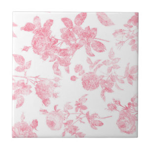 Carreau Pink Rose Floral Print Backsplaster