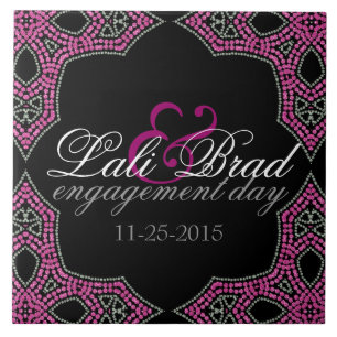 Carreau Pink + Silver Fiançailles de l'Est Keepsaké cadeau