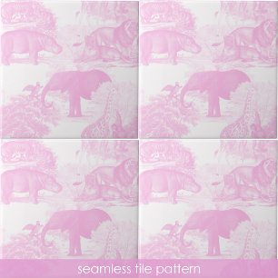 Carreau Pink Toile Jungle Animaux Safari Motif sans coutur