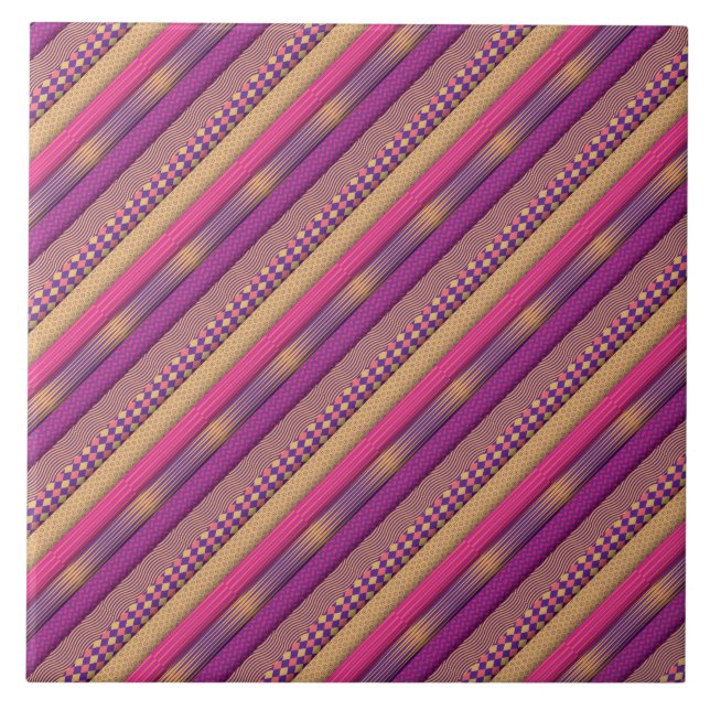 Carreau Pink Tribal Stripes Motif géométrique Bold Ethique (Devant)