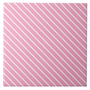Carreau Pinstripes diagonales - rose coquille et blanc