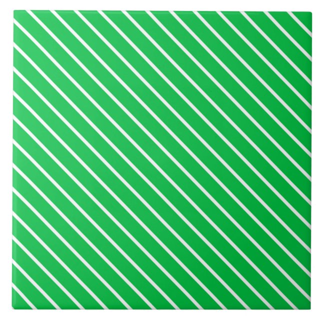 Carreau Pinstripes diagonales - vert émeraude et blanc (Devant)