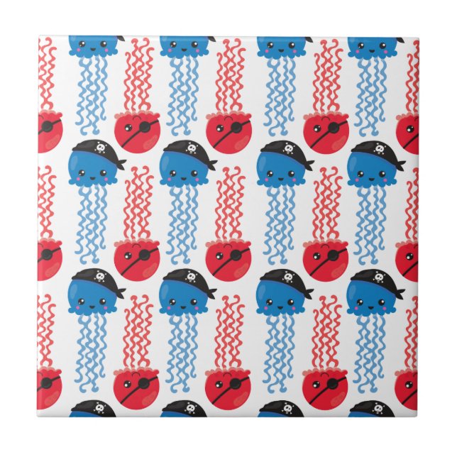 Carreau Pirate Jellyfish, Motif de méduses, Sea Animaux (Devant)