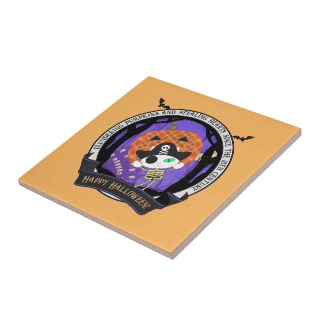 Carreau Pirate squelette chat Céramique (Côté)