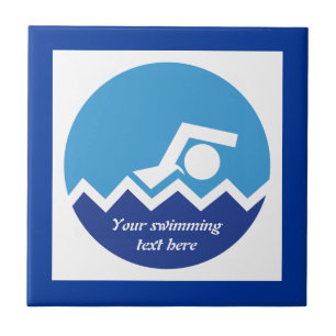 Carreau Pismming venin, swimmer on blue circle custom