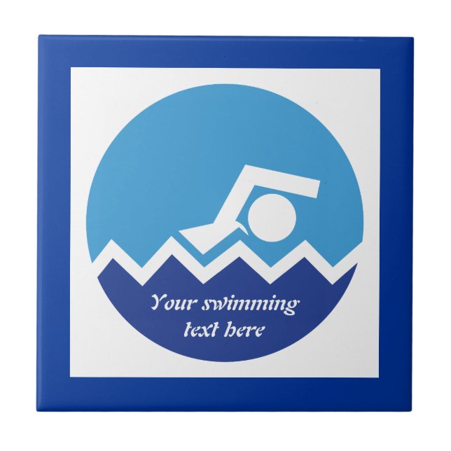 Carreau Pismming venin, swimmer on blue circle custom (Devant)